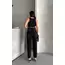 Mom fit enzim bıyıklı taş yıkama jeans pantolon siyah d2006