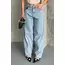 Baggy kar yıkama buz mavi jeans pantolon d2007
