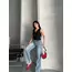Palazzo straight kar yıkama jeans pantolon mavi d2008