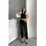 Mom fit enzim bıyıklı taş yıkama jeans pantolon siyah d2006