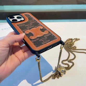 PHONE POUCH IN Triomphe Kanvas ve Kuzu Derisi Telefon Kesesi