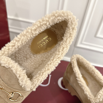 Gucci Kadın Kürk Astarlı Tokalı Loafer