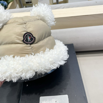 Premium moncler ayı kulaklı şişme şapka  kürk detaylı kışlık bere 