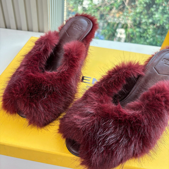 Fendi  süper lüks yüksek topuklu retro peep-toe terlikleri