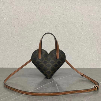 celine triomphe kanvas kalp şekilli çapraz askılı mini çanta