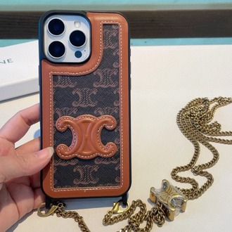 PHONE POUCH IN Triomphe Kanvas ve Kuzu Derisi Telefon Kesesi