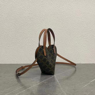 celine triomphe kanvas kalp şekilli çapraz askılı mini çanta