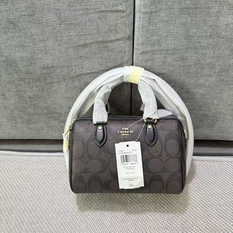 COACH Mini Rowan Satchel - İmza Kanvas (Smoke/Black)