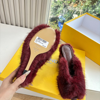 Fendi  süper lüks yüksek topuklu retro peep-toe terlikleri