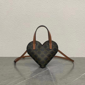 celine triomphe kanvas kalp şekilli çapraz askılı mini çanta