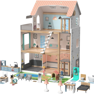3 katlı asansötlü bebek evi