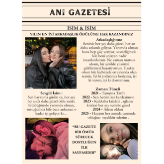 Zaman Tünelli Anı Gazetesi ( ÇERÇEVESİZ)