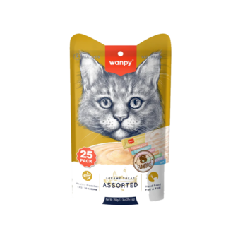 Wanpy Creamy Treat - Krem Ödül Maması Wanpy Karışık 8 Lezzetli Krema Kedi Ödülü 25*14 gr