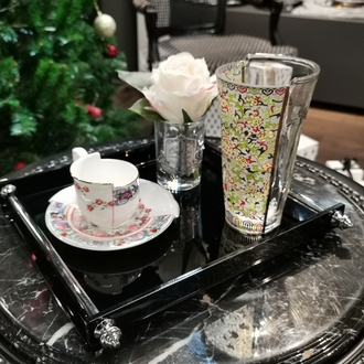 Siyah Gümüş Kulp Tepsi