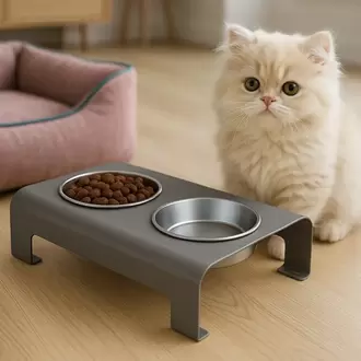 Modern Kedi Ve Küçük Orta Irk Köpek Mama Su Kabı Ikili Çelik Kase Evcil Hayvan Mama Standı