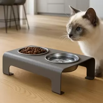 Modern Kedi Ve Küçük Orta Irk Köpek Mama Su Kabı Ikili Çelik Kase Evcil Hayvan Mama Standı