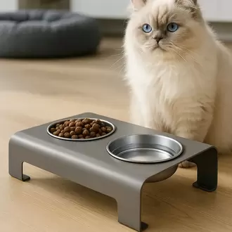 Modern Kedi Ve Küçük Orta Irk Köpek Mama Su Kabı Ikili Çelik Kase Evcil Hayvan Mama Standı
