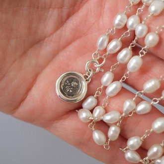 Victorian Fob Mühürden Gül Motifli Gümüş Kolye