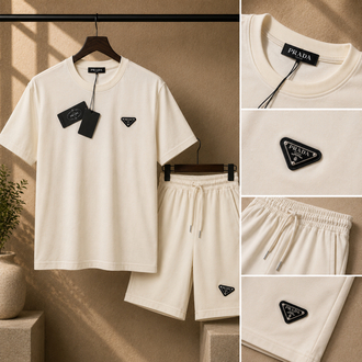 Prada Beyaz Şort + Tshirt Takım