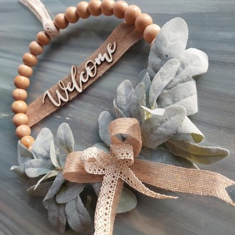 Ahşap Boncuklu Kuzu Kulaklı Kapı Süsü 28 cm