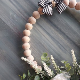 Ahşap Boncuklu Lavantalı Kapı Süsü 25 cm