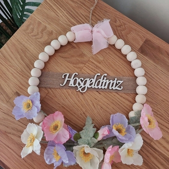 Rosary Gelincikli Set, Kapı  Süsü ve Sepet, Çelenk, Gelincik