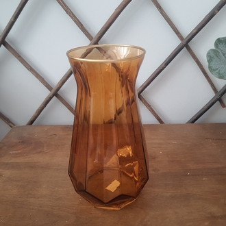 Prizma Cam Gold Yaldızlı  Cam Vazo 20 cm
