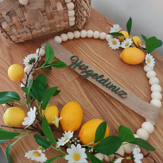 Limonlu Ahşap Boncuklu Kapı Süsü