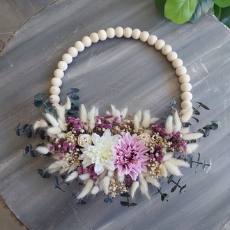 Yıldız  Çiçekli Ahşap  Boncuklu Kapı Süsü 35 cm