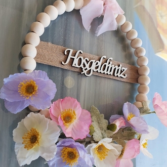 Rosary Kapı Süsü  Gelincik Temalı Ahşap Boncuklu 30 cm
