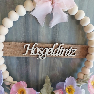 Rosary Kapı Süsü  Gelincik Temalı Ahşap Boncuklu 30 cm