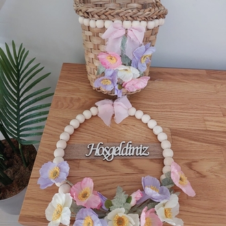 Rosary Gelincikli Set, Kapı  Süsü ve Sepet, Çelenk, Gelincik