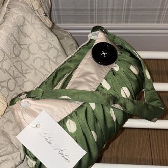 Olive Satin Button Bag