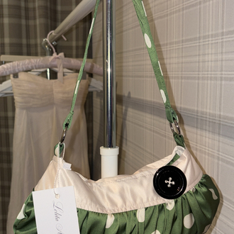 Olive Satin Button Bag
