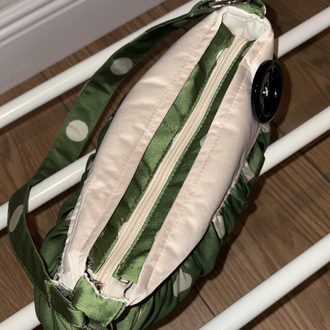 Olive Satin Button Bag