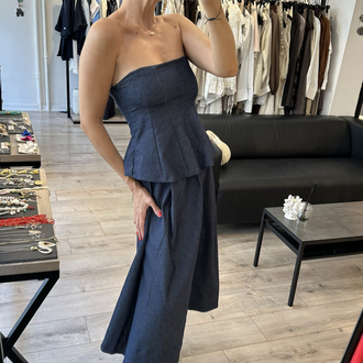Likralı Denim Büstiyer