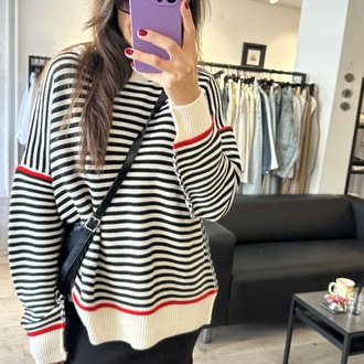 Cizgili Oversize Triko