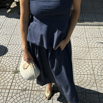 Likralı Denim Büstiyer