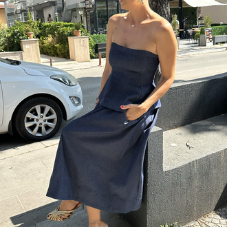 Likralı Denim Büstiyer