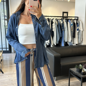 Yumuşak Tensel Denim Gömlek