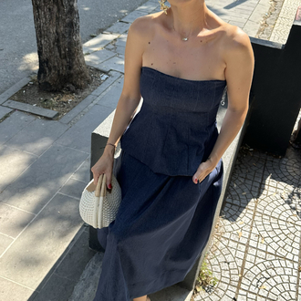 Likralı Denim Büstiyer