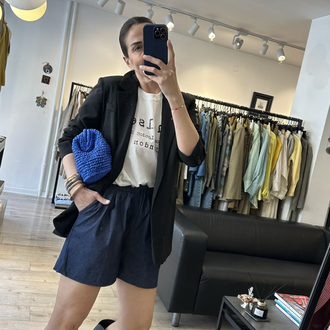 Bel Lastikli Denim Şort