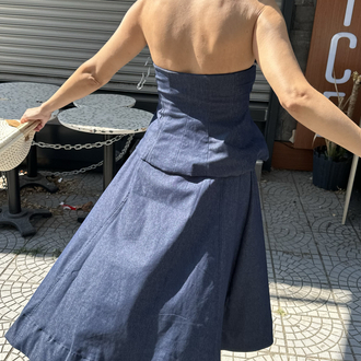 Likralı Denim Büstiyer