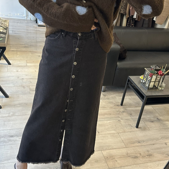 Koyu Kahve Dügmeli Denim Etek(kalıp boldur)