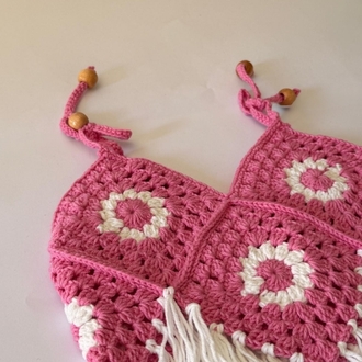 Loop Tasarım El Emeği 1-3 Yaş Kız Çocuk Saç Bantlı Örgü Şort ve Bralet Takımı