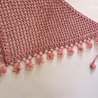 El Örgüsü Pudra Pembe Kadın Şal ve Bandana

