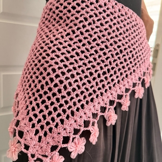 El Örgüsü Pudra Pembe Kadın Şal ve Bandana

