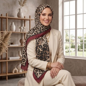 Madame Polo Leopar Soft Pamuk Şal 