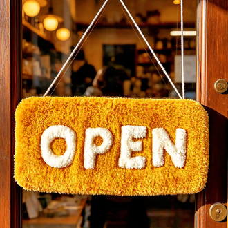 Kişiye Özel Renkli Tufting "Open/Closed" Kapı Tabelası