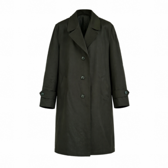 Minimal Vintage Trençkot – Koyu Haki / Oversize Form